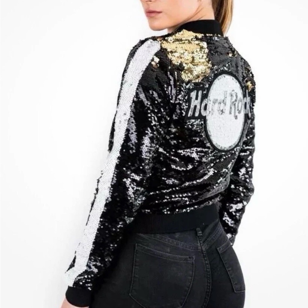 Hard Rick by Laura Be Sequin Bomber Jacket Size XS